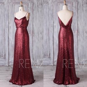 NWT Burgundy Sequin Bridesmaids Dress 6 Medium